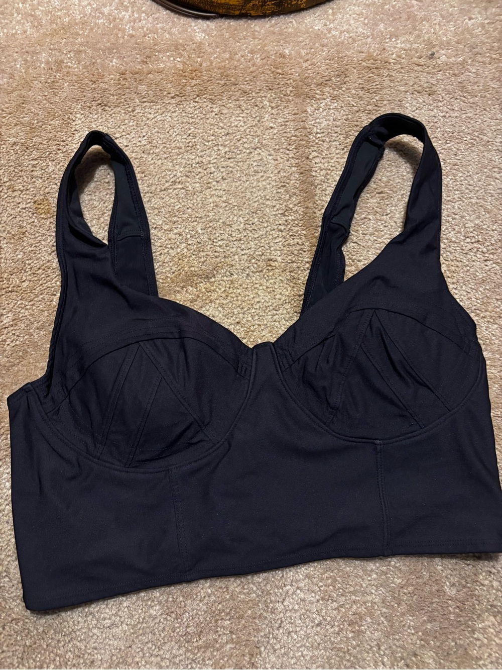 Fabletics Black Longline Sports Bra with Structured Cups